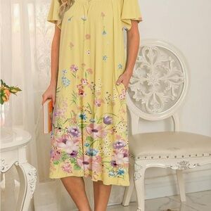 Floral Yellow Midi Dress